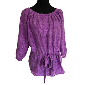 Rebecca Taylor‎ Purple Silk Blouse Snakeskin Print Size 2